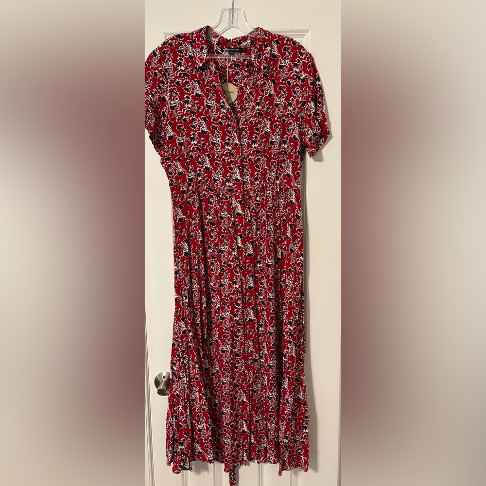 Floral Red Midi Dress